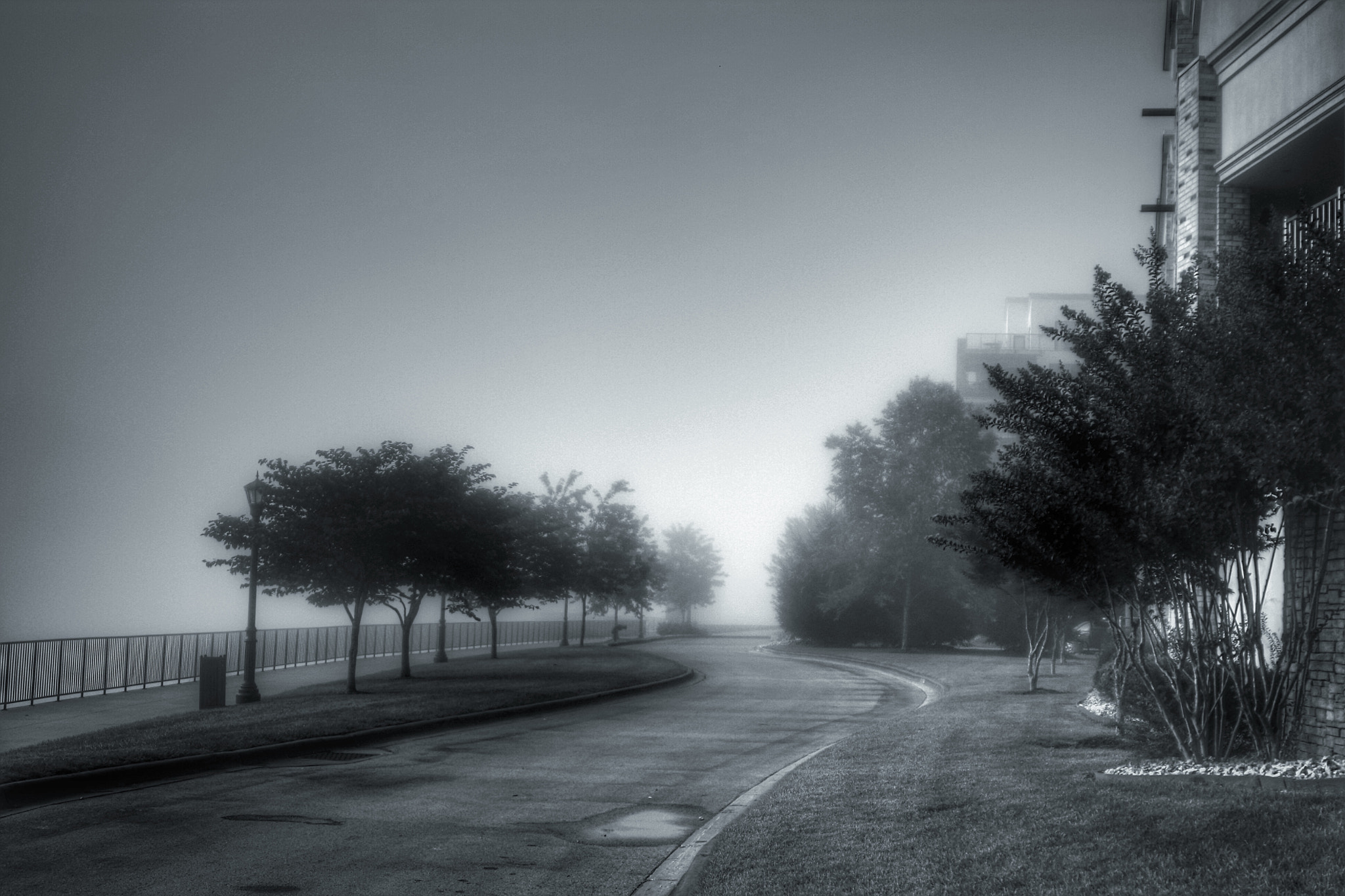 Canon EOS 1000D (EOS Digital Rebel XS / EOS Kiss F) sample photo. Mist and fog along branson landing drive photography