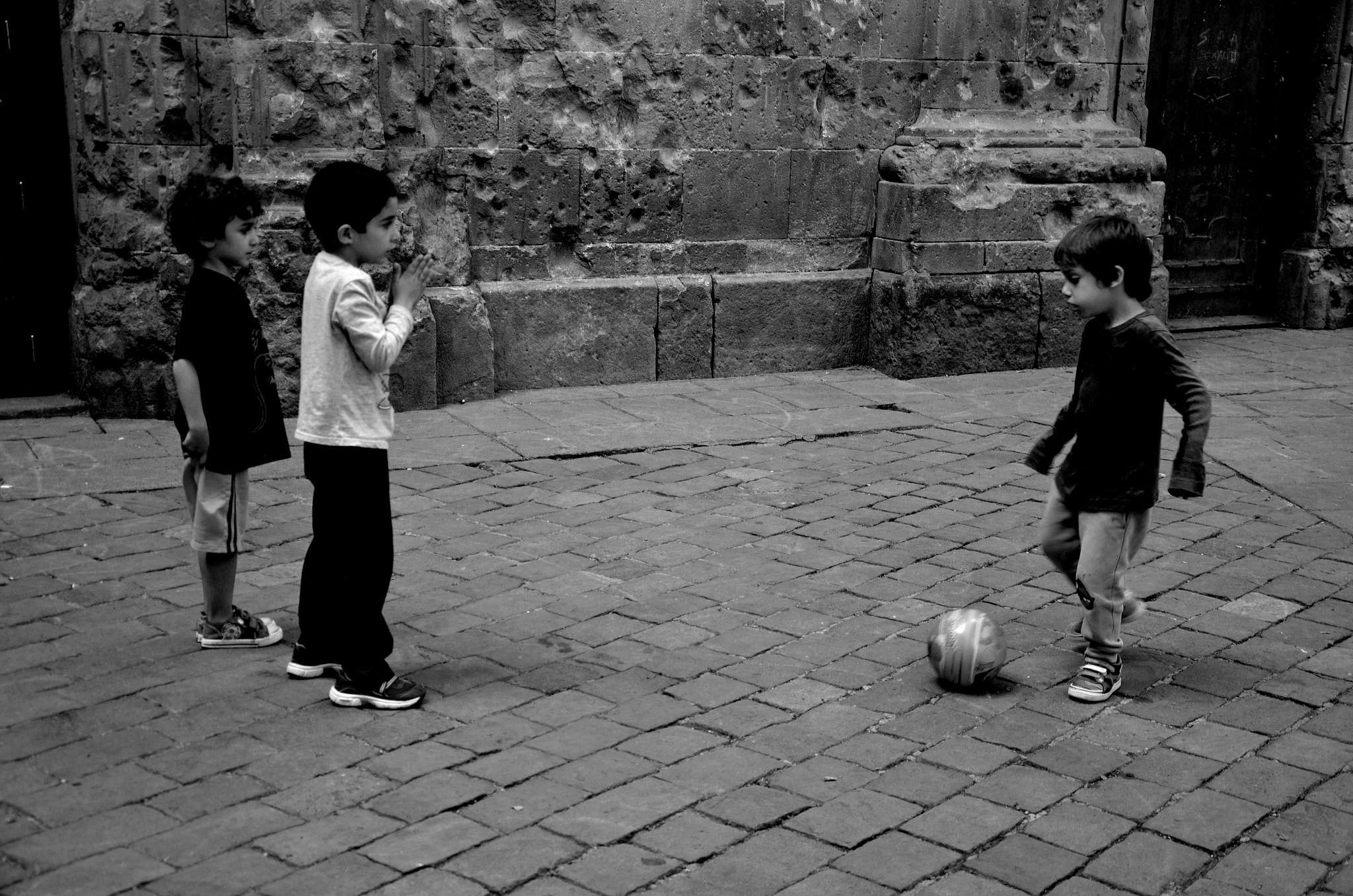 playing football in Barcelona