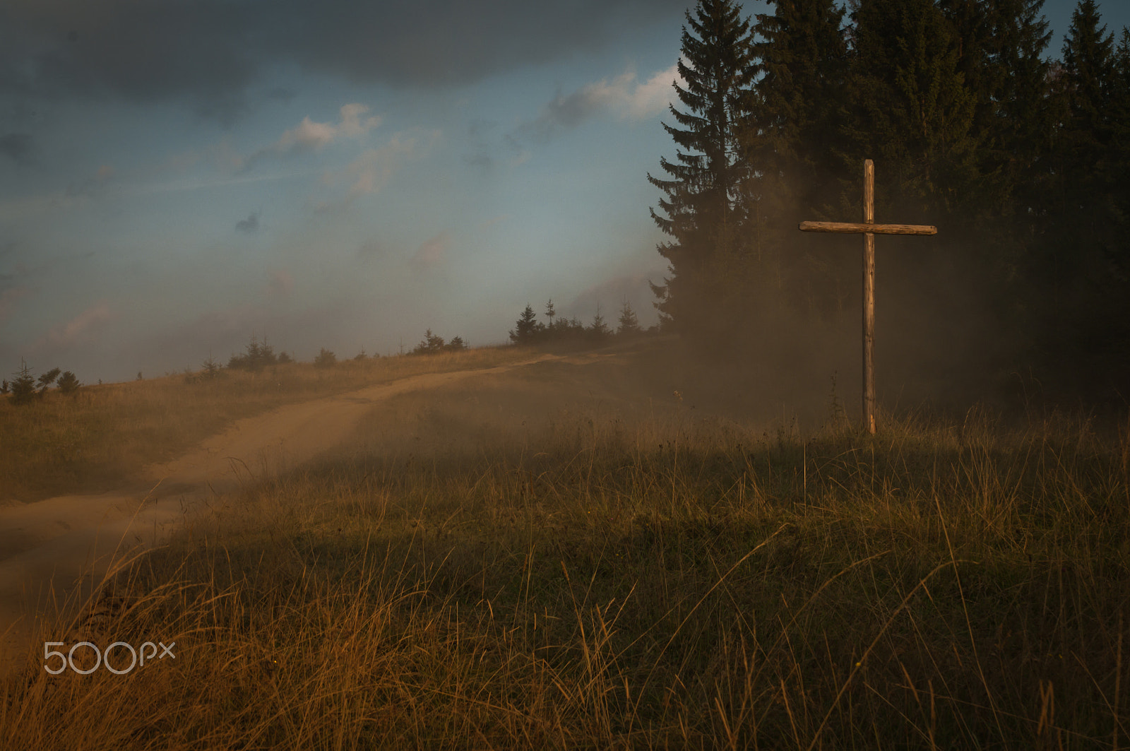 Pentax K-7 sample photo. Cross by the road photography