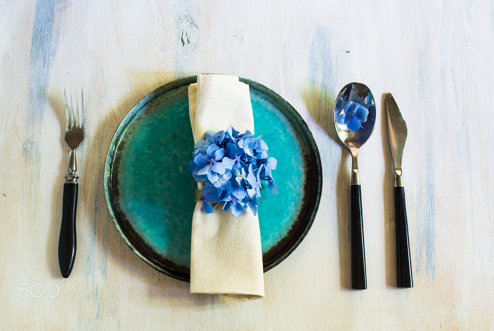 Sony SLT-A55 (SLT-A55V) sample photo. Hydrangea flowers and table setting photography