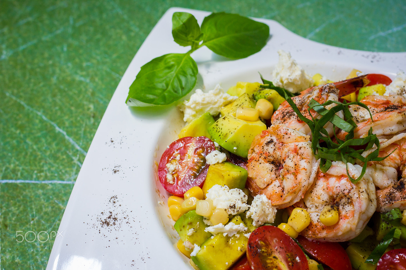 Canon EOS 550D (EOS Rebel T2i / EOS Kiss X4) + Canon EF 50mm F1.8 II sample photo. Healthy shrimp salad with avocado photography