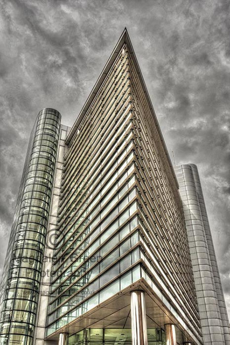 AF Zoom-Nikkor 28-80mm f/3.3-5.6G sample photo. Steel glass and clouds  - leeds england photography