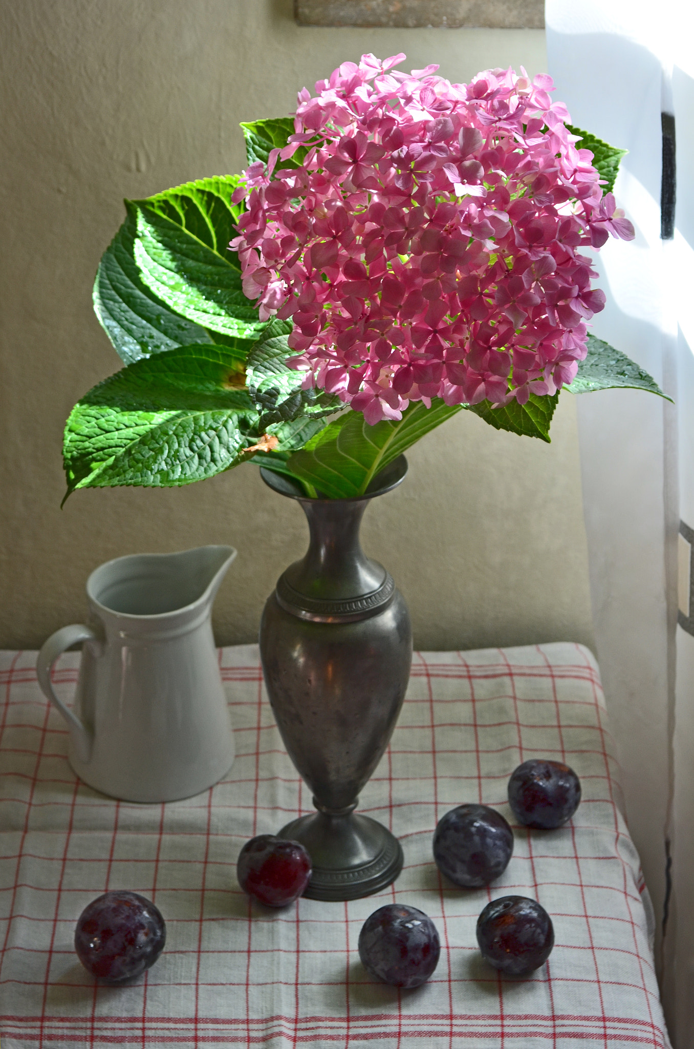 Sigma 50-150mm F2.8 EX APO DC HSM II sample photo. With hydrangea and plums photography