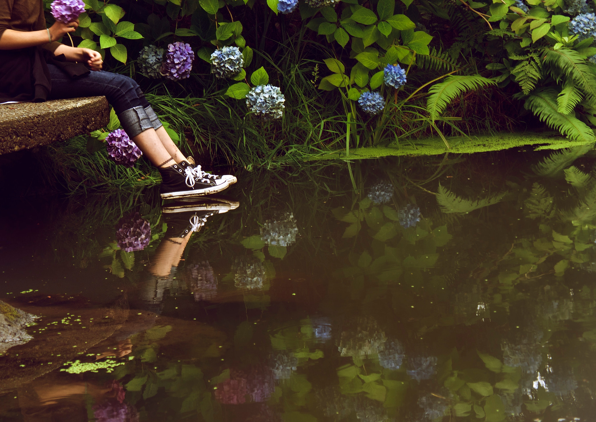 Tamron 18-200mm F3.5-6.3 Di III VC sample photo. Pond stepping photography