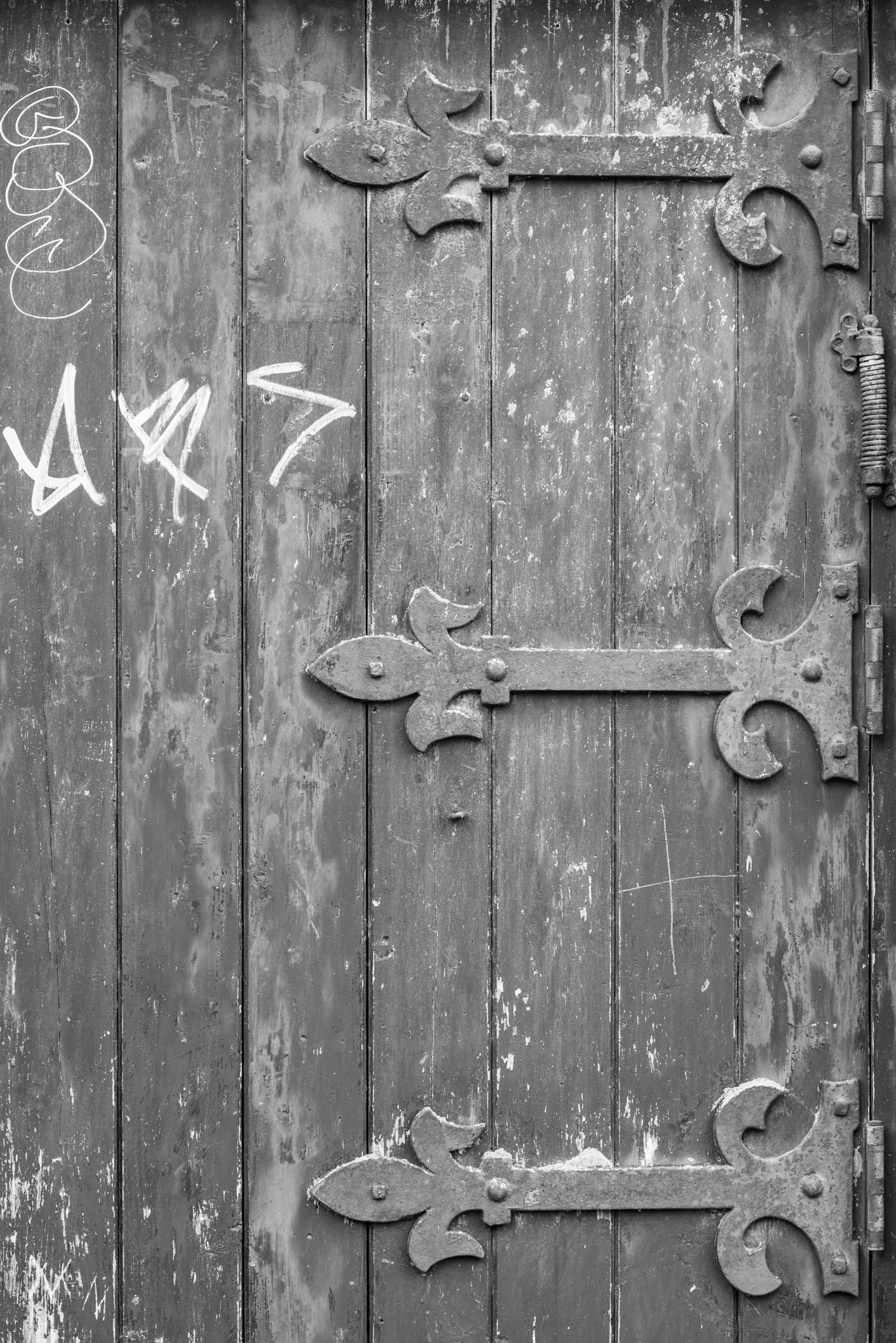 Nikon D750 + Nikon AF Nikkor 105mm F2D DC sample photo. Wooden door with iron hinges photography