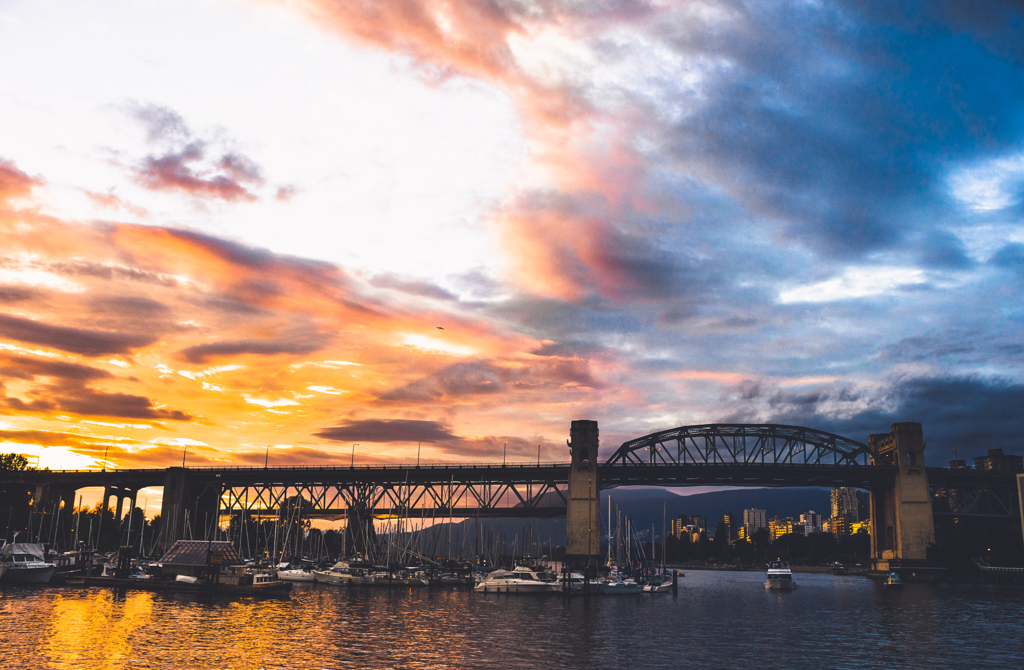 Sony a7 + Minolta AF 28-85mm F3.5-4.5 sample photo. Dusk sky at granville island, vancouver bc photography