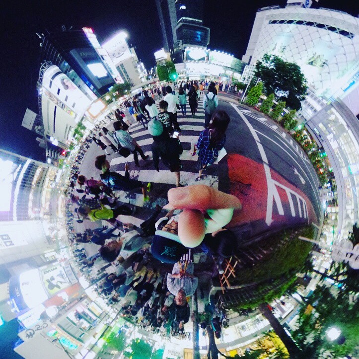 Ricoh Theta S sample photo. Shibuya scramble photography