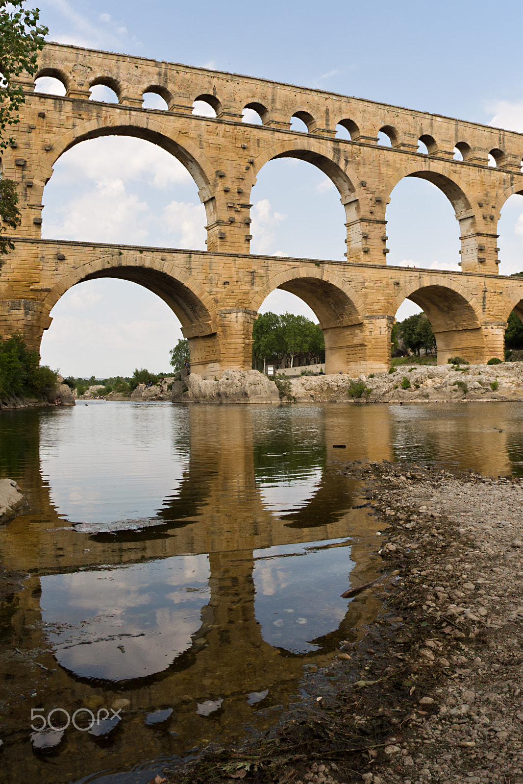 Nikon D5200 + Tamron SP 35mm F1.8 Di VC USD sample photo. Pont du gard reflection photography