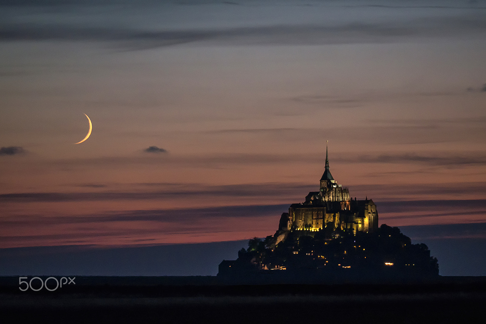 Panasonic DMC-G70 sample photo. Moonrise over mont saint michel photography