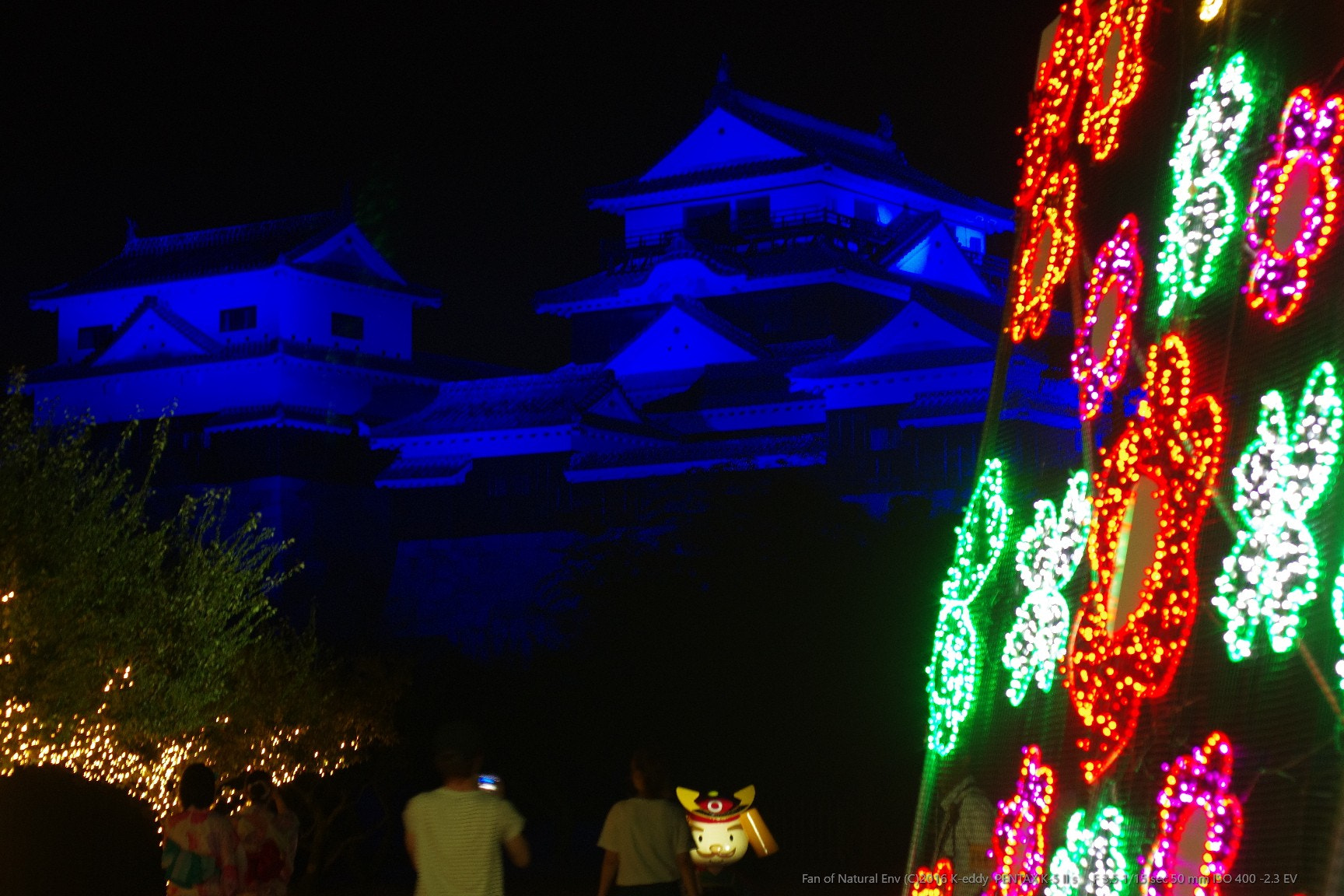 Pentax K-5 IIs sample photo. Light up matsuyama castle photography