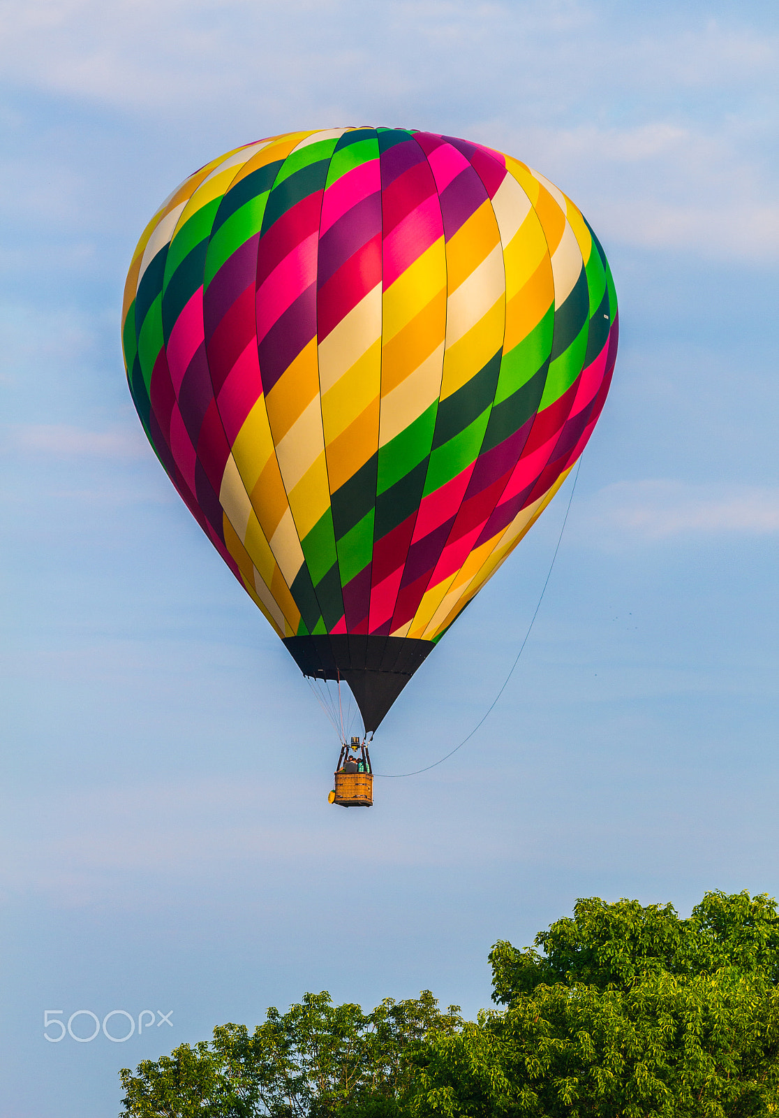 Canon EOS 100D (EOS Rebel SL1 / EOS Kiss X7) sample photo. Hot air balloon above tree tops photography