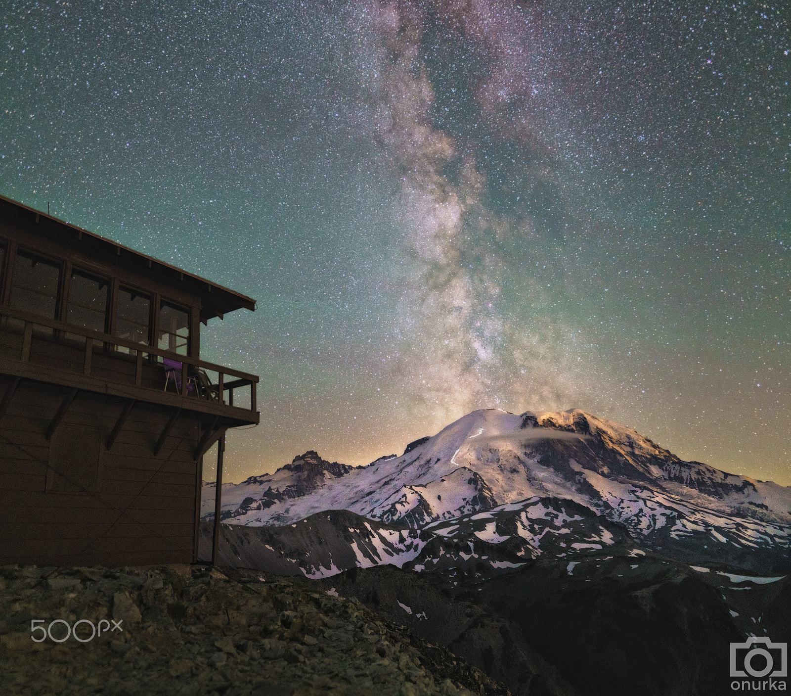 Sigma 24mm F1.4 DG HSM Art sample photo. Mt. rainier and our home milkyway galaxy photography