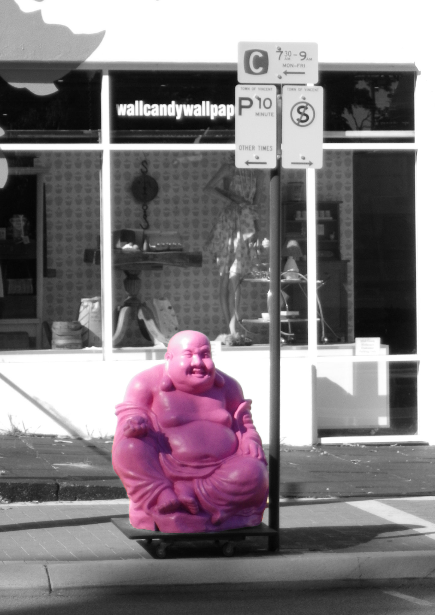 Pentax Optio H90 sample photo. A pink buddha on beaufort st, perth photography