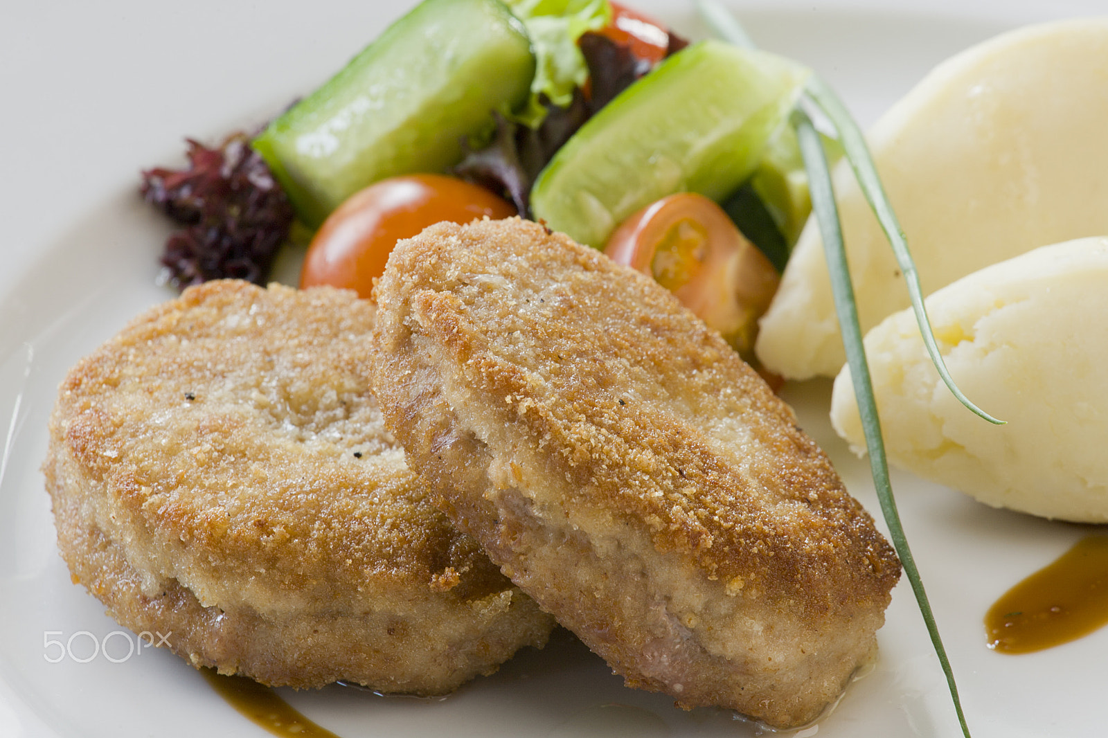 Canon EOS-1D Mark II N sample photo. Cutlet and potatoes with vegetables photography