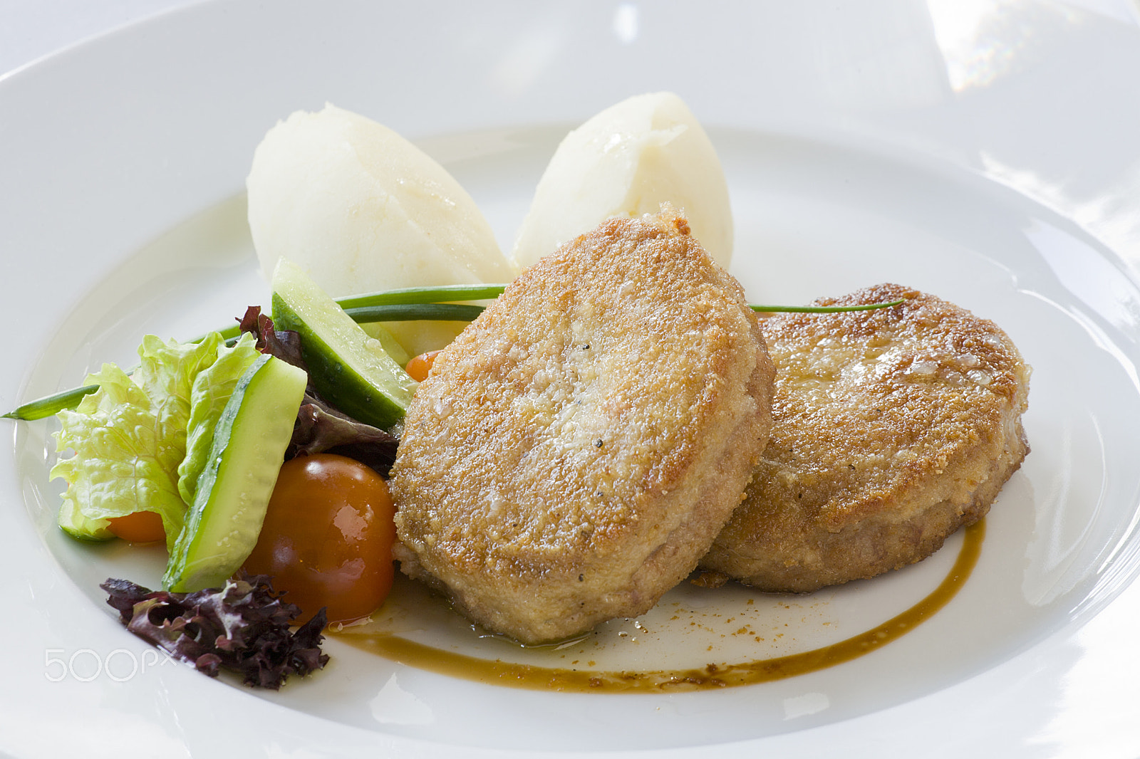 Canon EOS-1D Mark II N sample photo. Cutlet and potatoes with vegetables photography