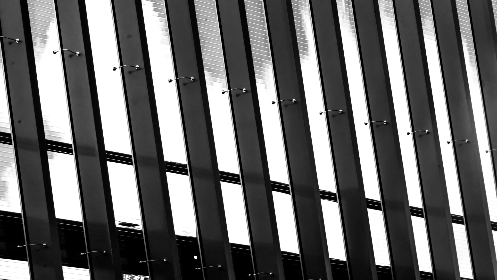 Sigma 70-300mm F4-5.6 DG OS sample photo. Dull sky behind bars in black and white photography