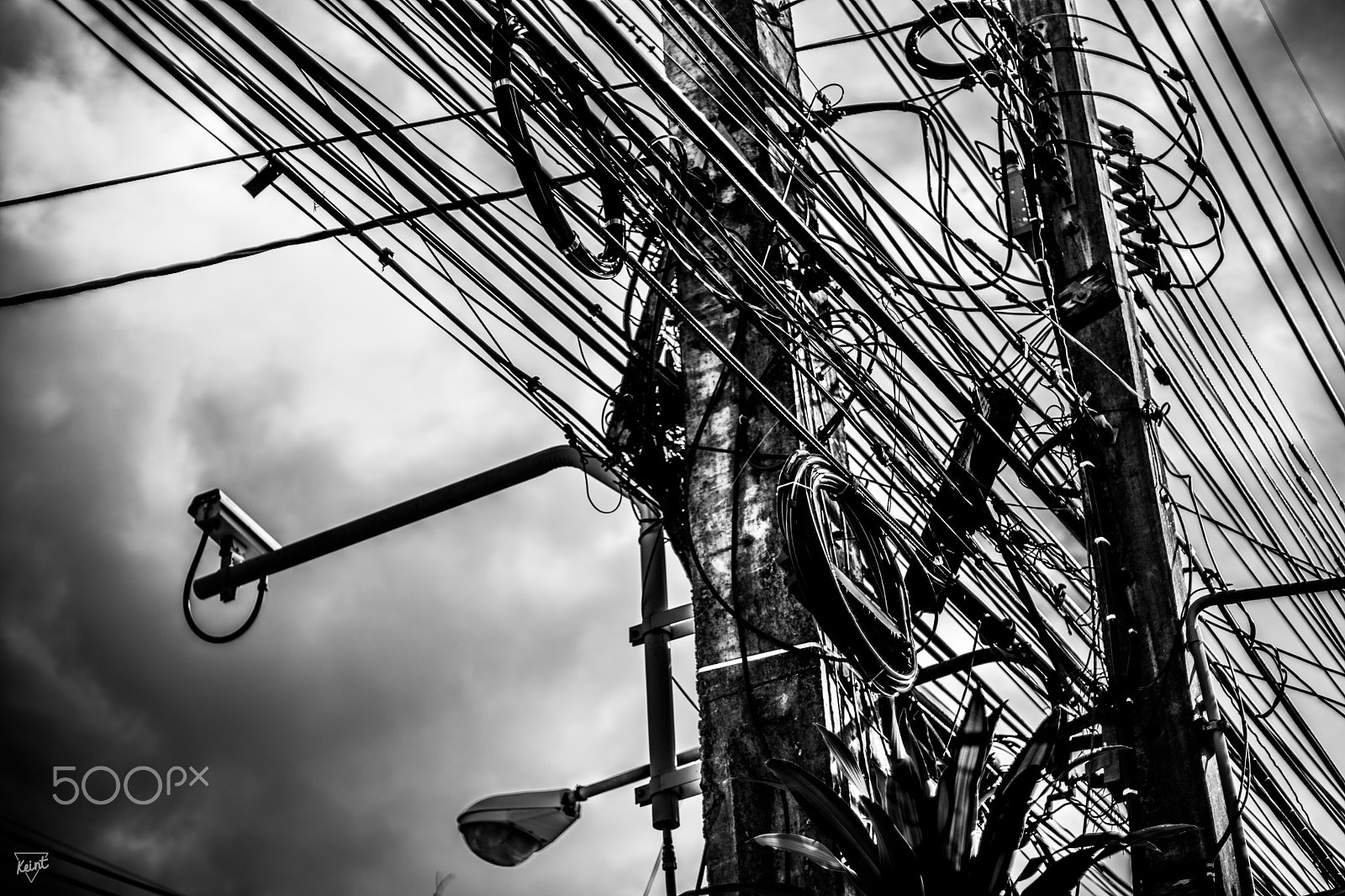 Sony a7 II + Canon EF 50mm F1.4 USM sample photo. Electricity & cctv in thailande photography