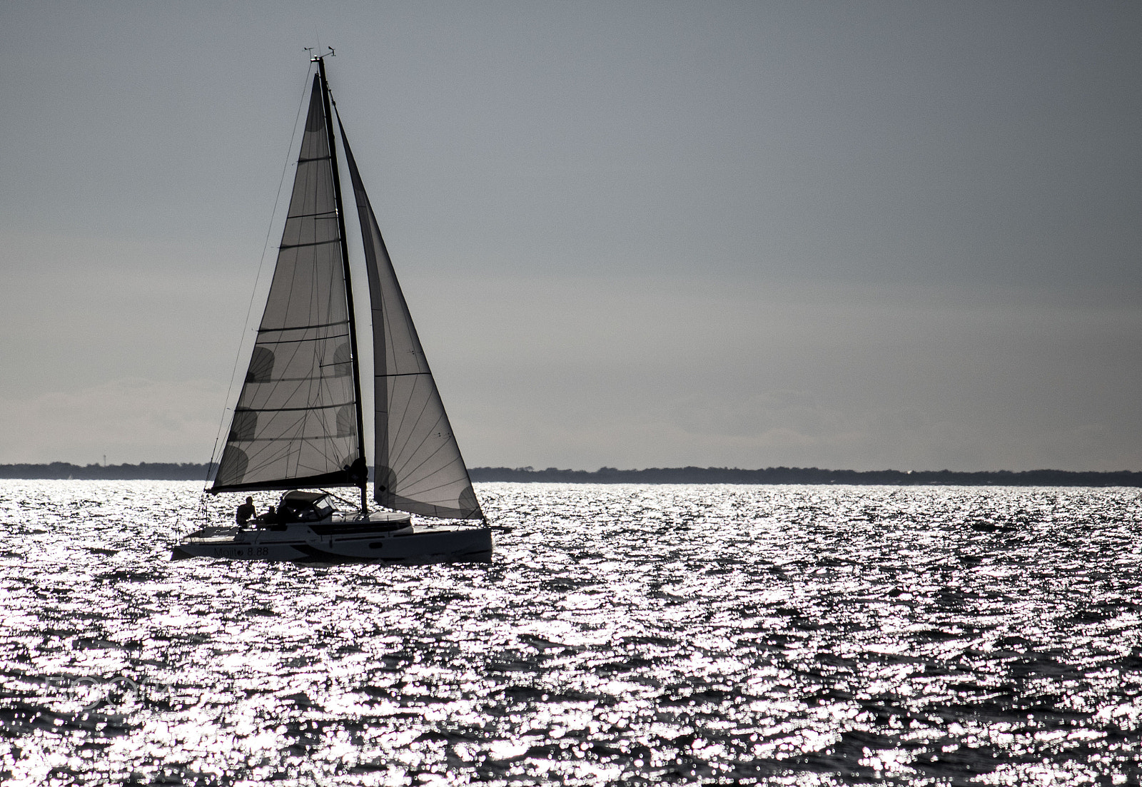 Canon EF-S 55-250mm F4-5.6 IS sample photo. Sailing boat in the breton sunset photography