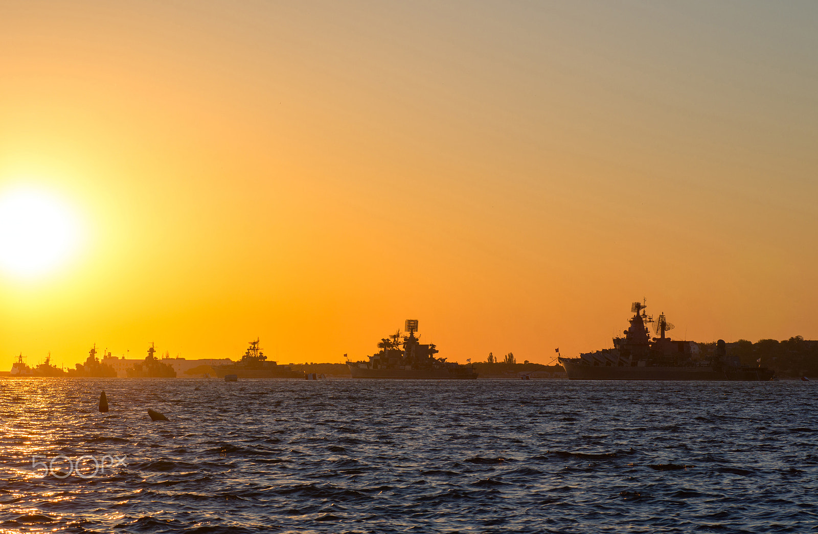 Tamron SP AF 90mm F2.8 Di Macro sample photo. Silhouette row of warships in the bay of sevastopol photography