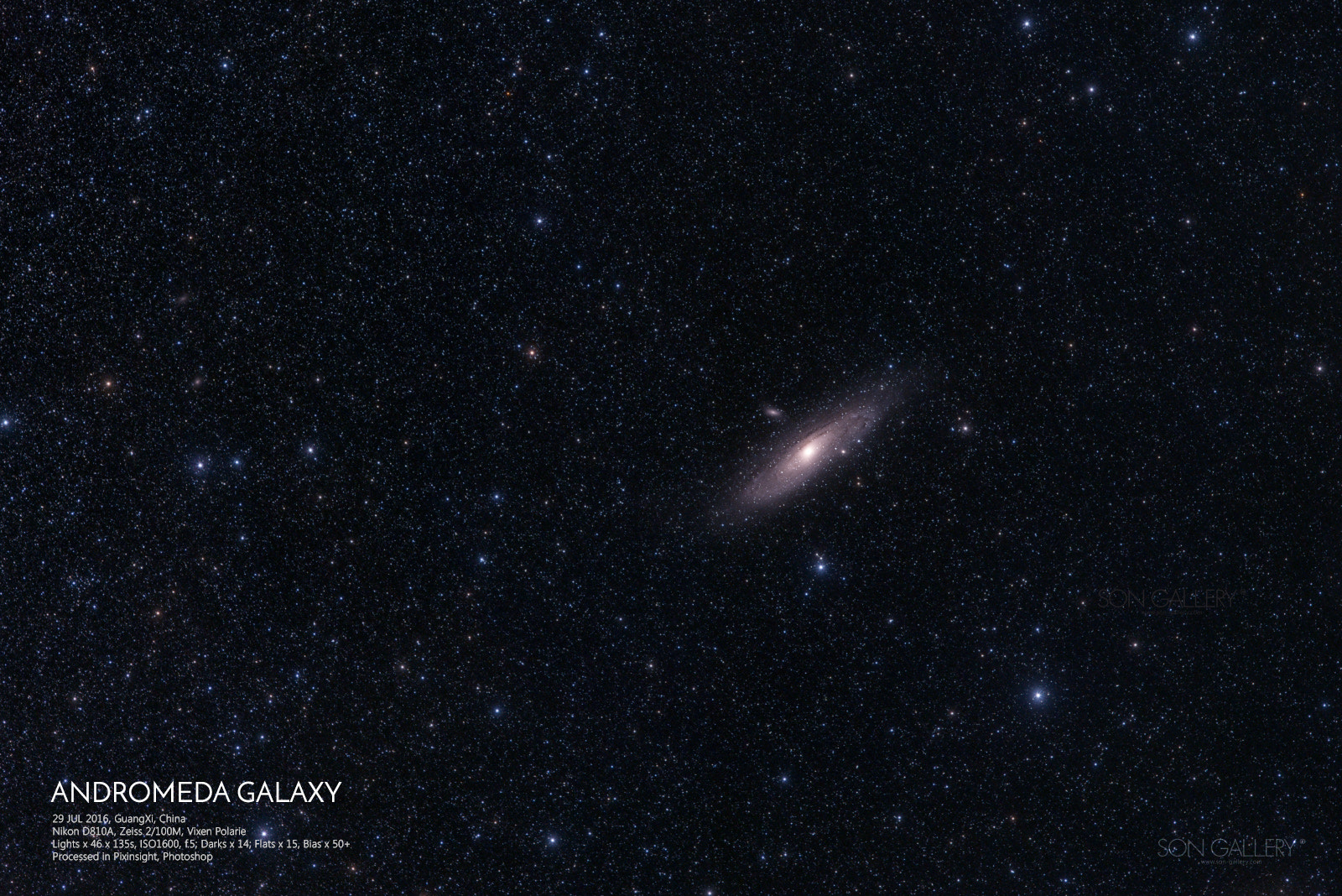 Nikon D810A + ZEISS Milvus 100mm F2 Macro sample photo. Andromeda galaxy photography