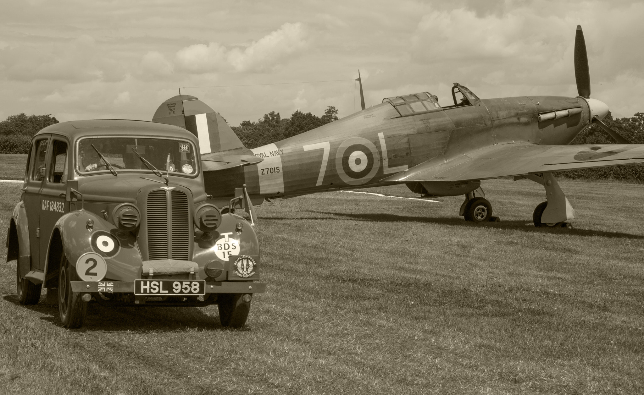 Canon EF-S 17-85mm F4-5.6 IS USM sample photo. Raf hillman minx and sea hurricane b w photography