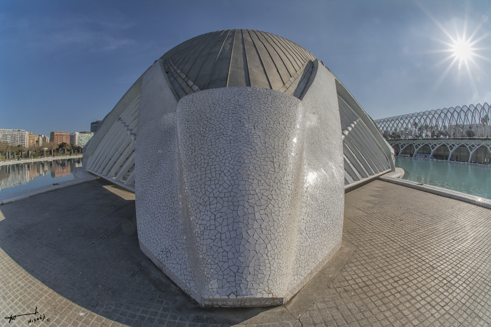 Nikon D7100 + Sigma 10mm F2.8 EX DC HSM Diagonal Fisheye sample photo. City of arts and sciences photography