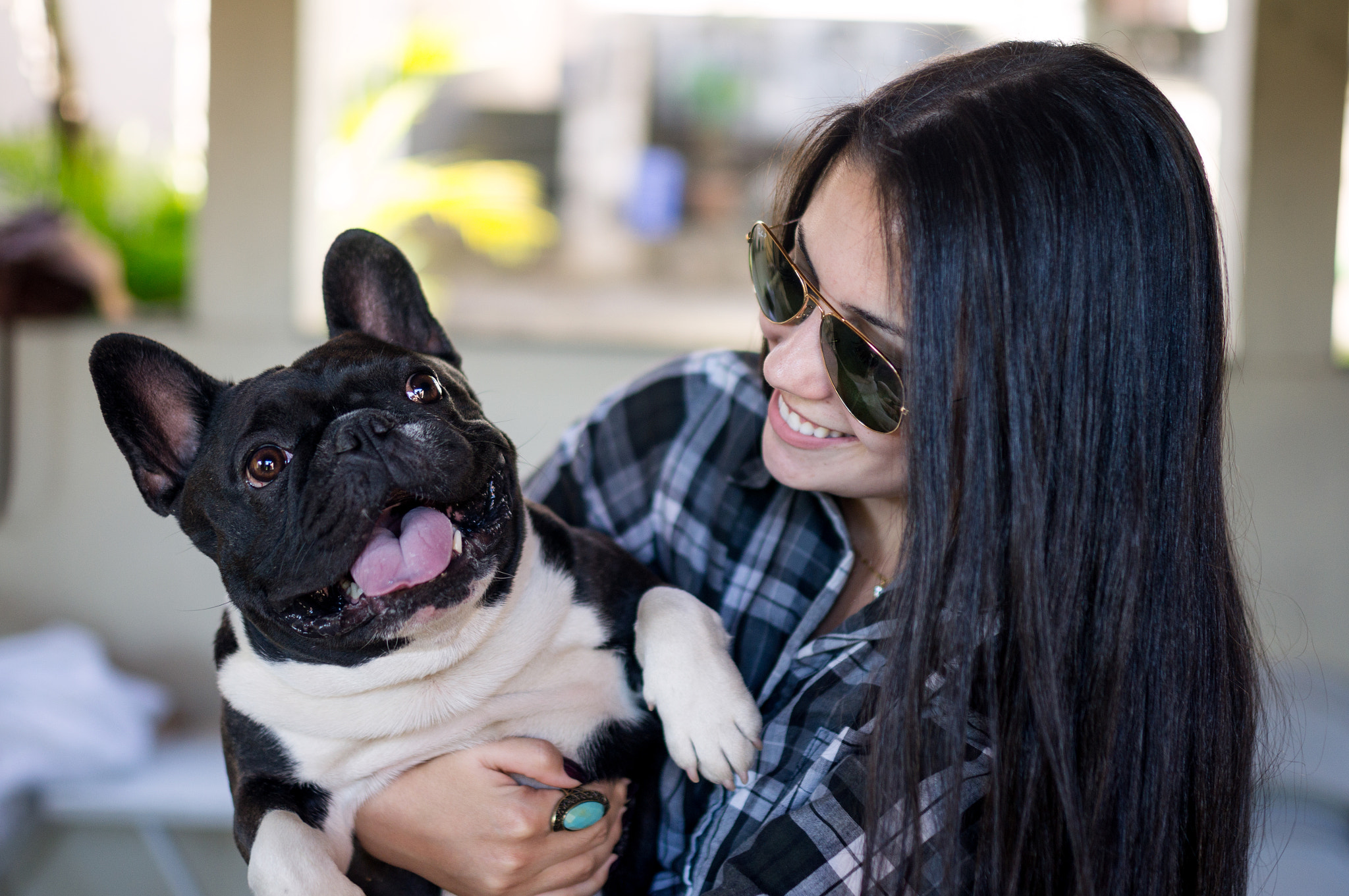Sony SLT-A55 (SLT-A55V) sample photo. Girl and the french bulldog photography