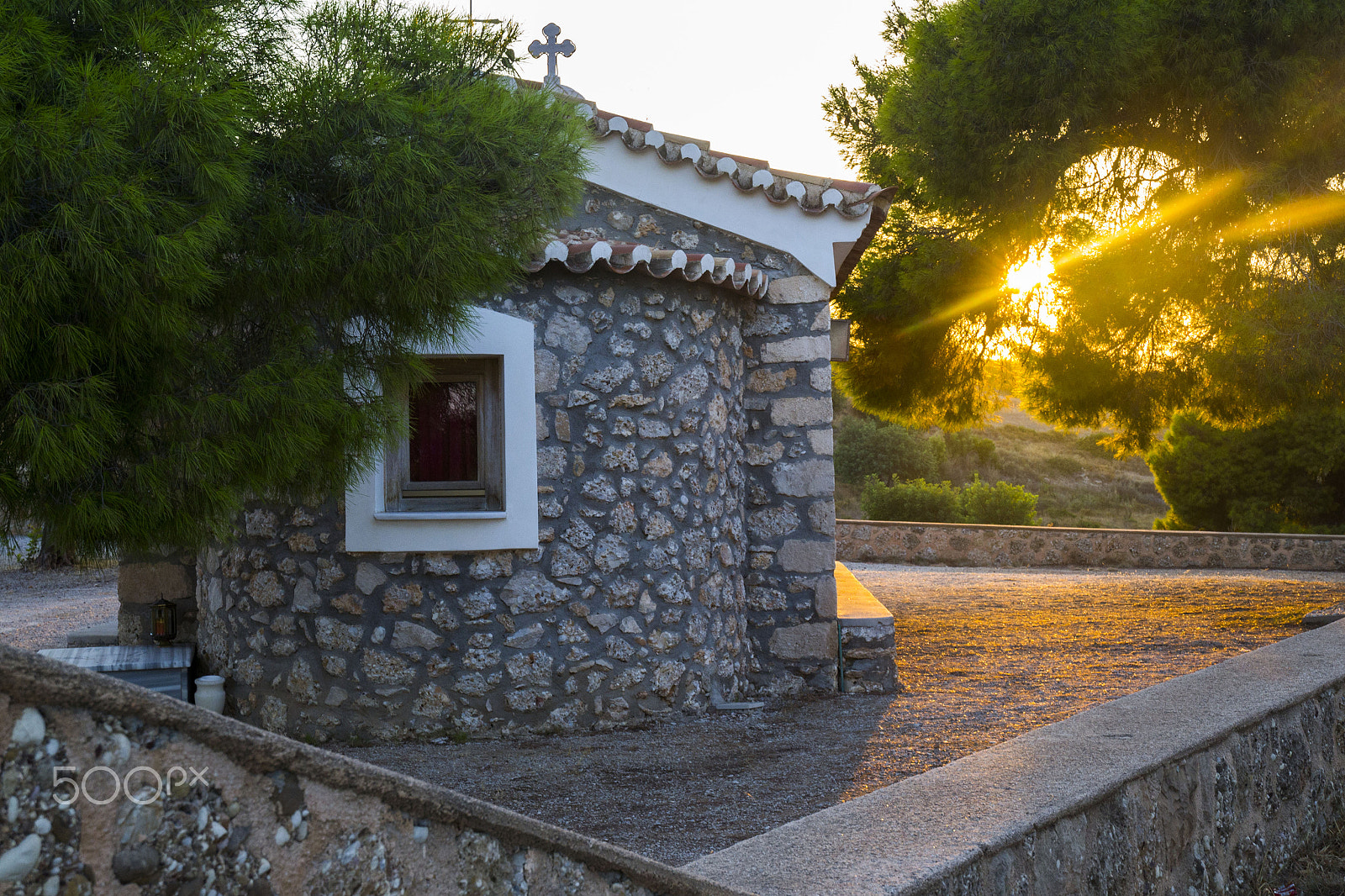 Nikon D3100 + Nikon AF-S DX Nikkor 16-85mm F3.5-5.6G ED VR sample photo. Church of agios dimitrios by sunset photography