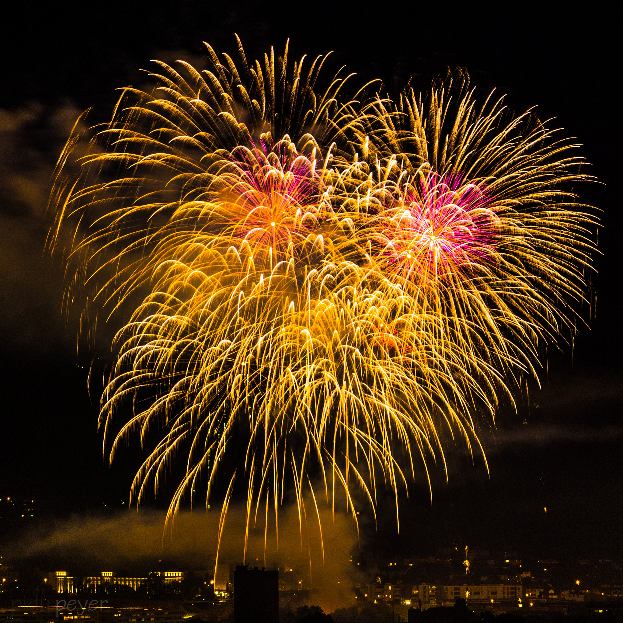 Nikon AF-S Nikkor 24-70mm F2.8E ED VR sample photo. Fireworks golden heart photography