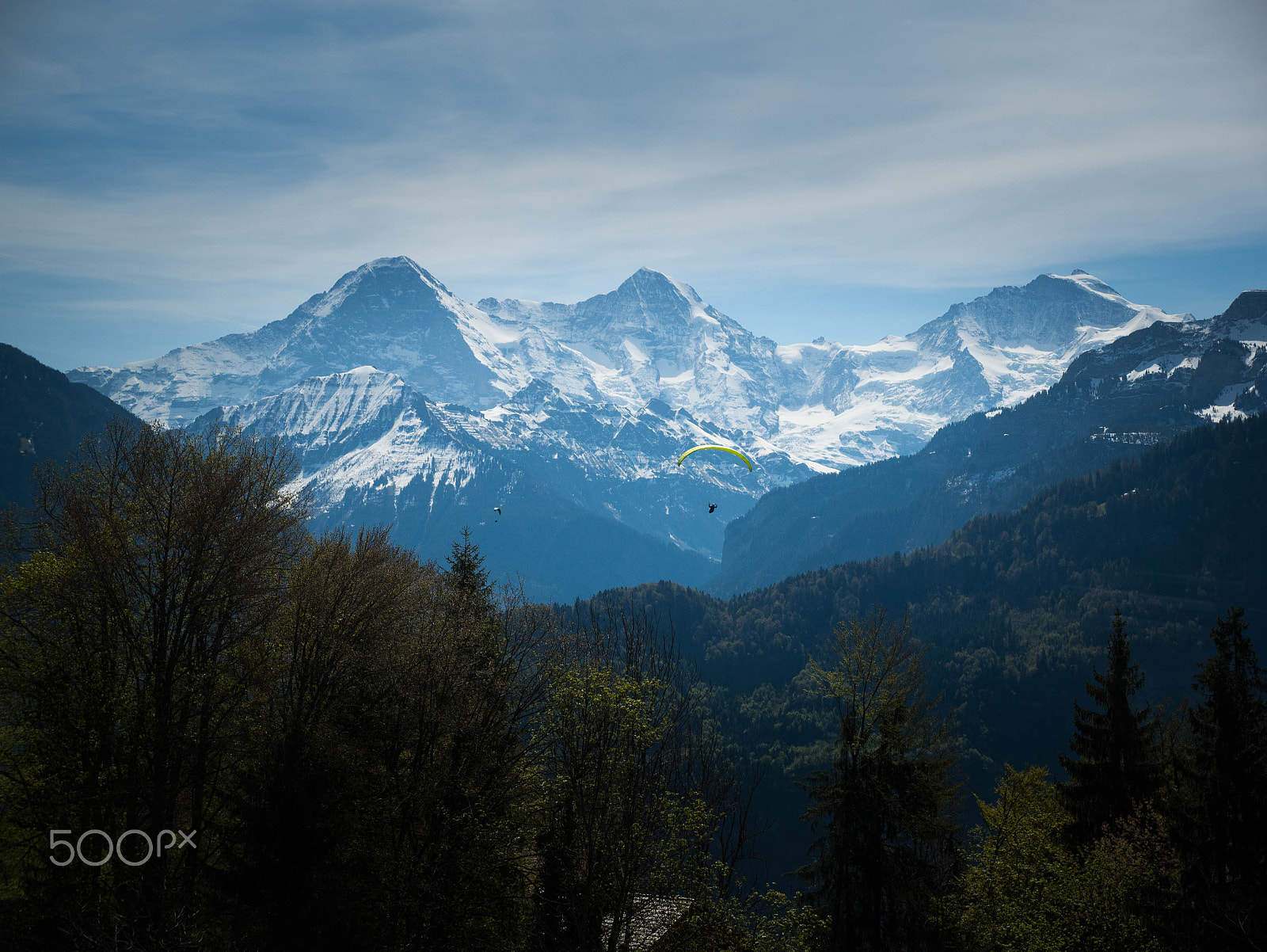 Panasonic Lumix DMC-GX7 sample photo. Paragliding with jungfrau photography