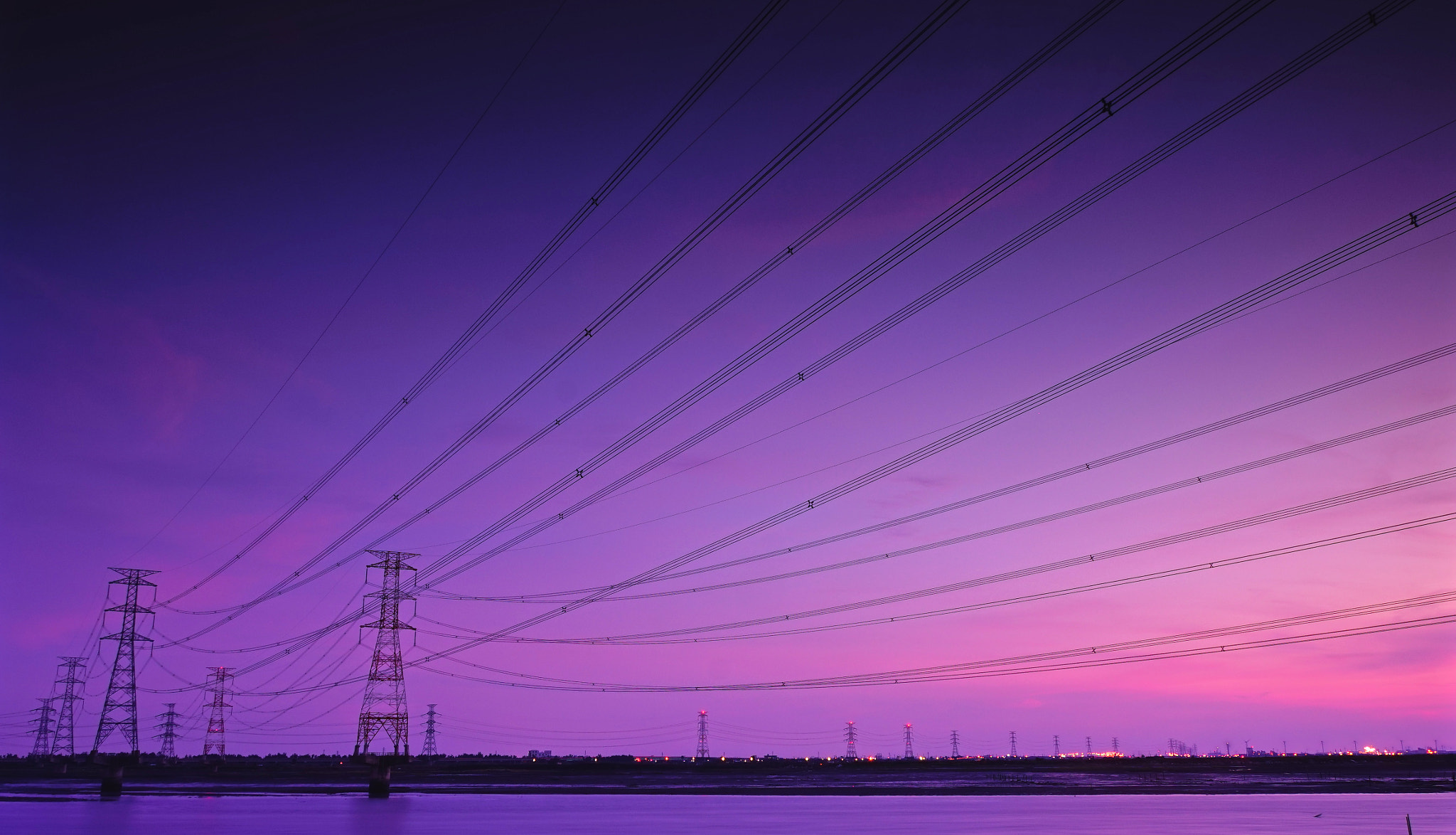 Sony DT 18-250mm F3.5-6.3 sample photo. Power lines sunset photography