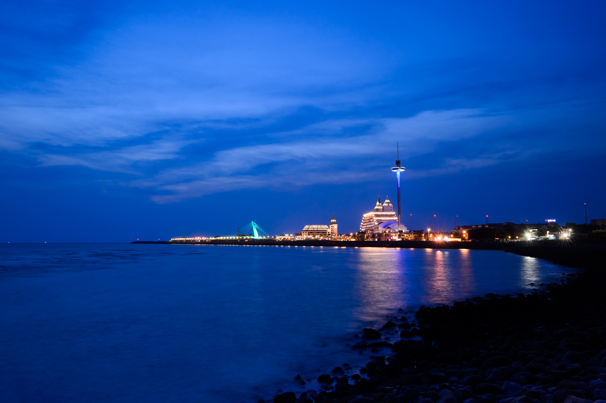 Nikon Df sample photo. Danshui fisherman's wharf nightfall photography