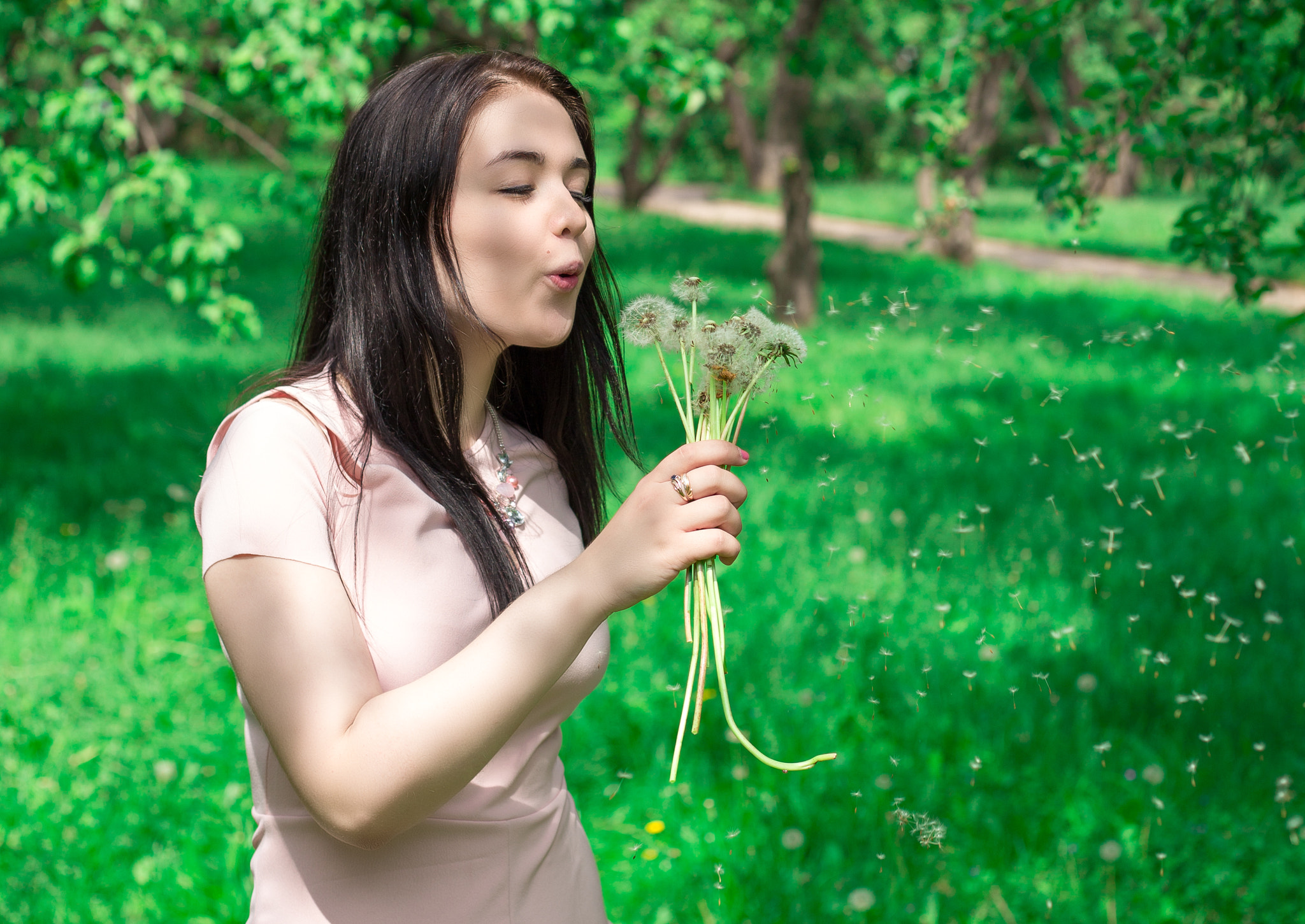 Canon EOS 6D + Canon EF 50mm F1.8 II sample photo. Lovely young girl with a dandelion photography