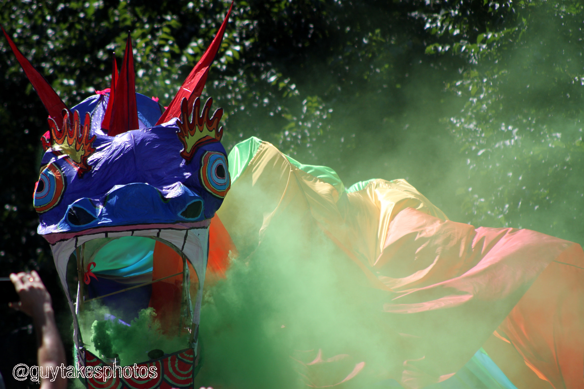 Canon EOS 500D (EOS Rebel T1i / EOS Kiss X3) + Canon EF 100-300mm F4.5-5.6 USM sample photo. A fire-breathing dragon at brighton pride 2016 photography
