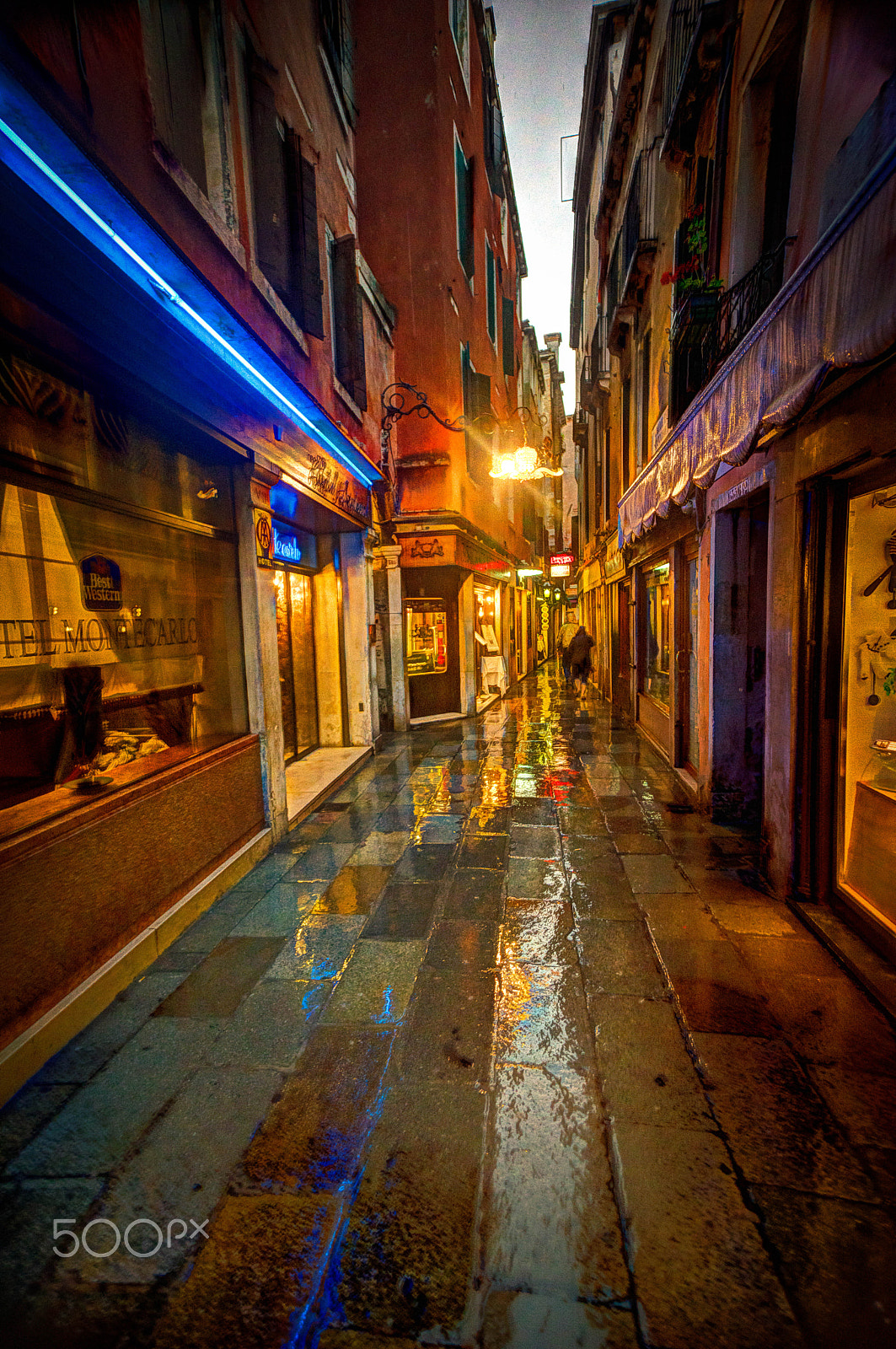 Sony a7R + Sony E 10-18mm F4 OSS sample photo. Rain on a lonely venice street photography