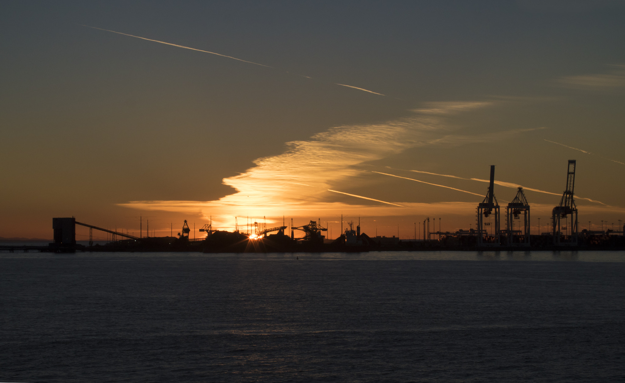 Panasonic Lumix DMC-GH4 + Canon EF 24-105mm F4L IS USM sample photo. Sunset over westshore terminals photography