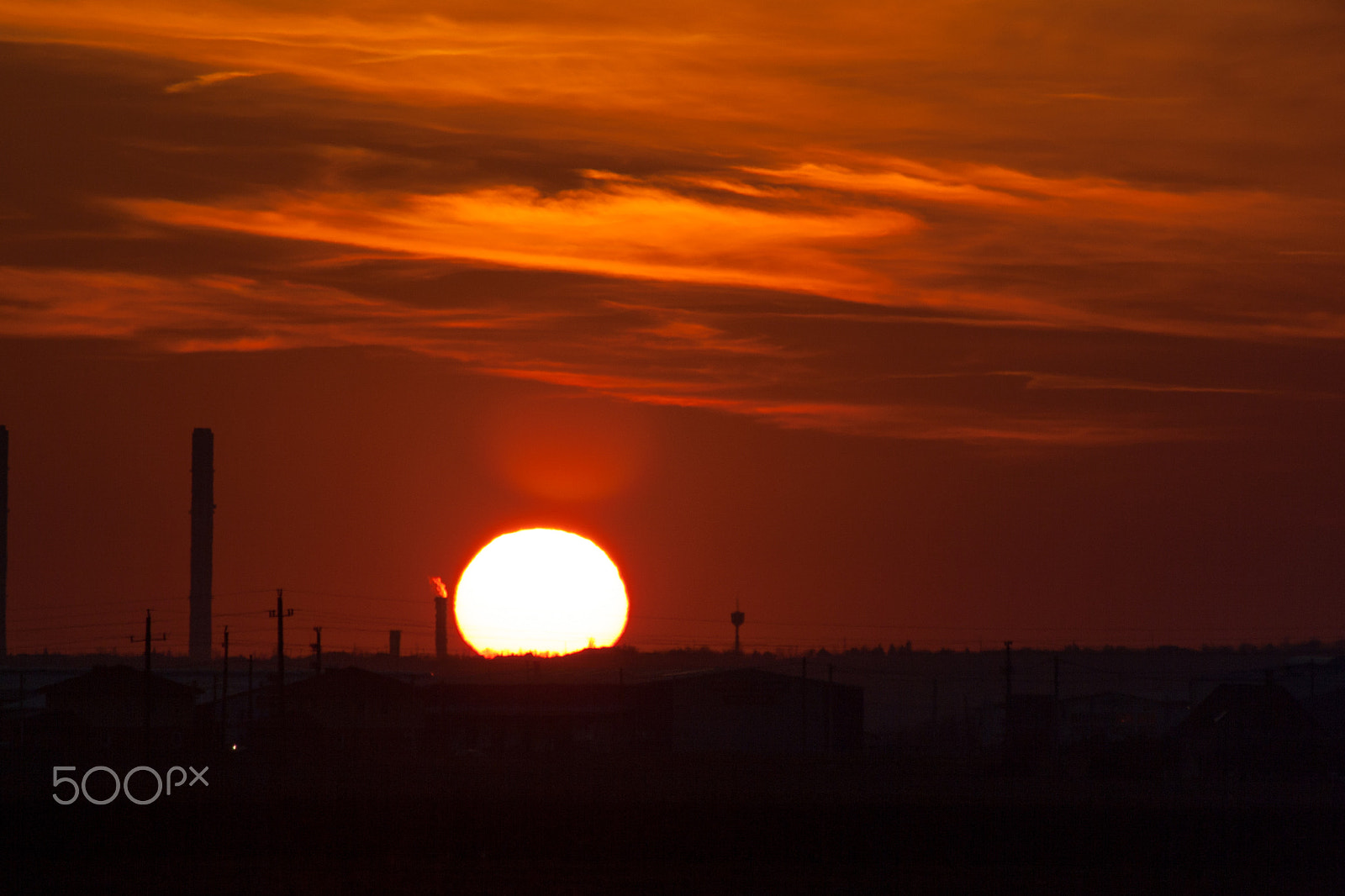 Canon EF 70-300mm F4-5.6 IS USM sample photo. Factory in the sunset photography
