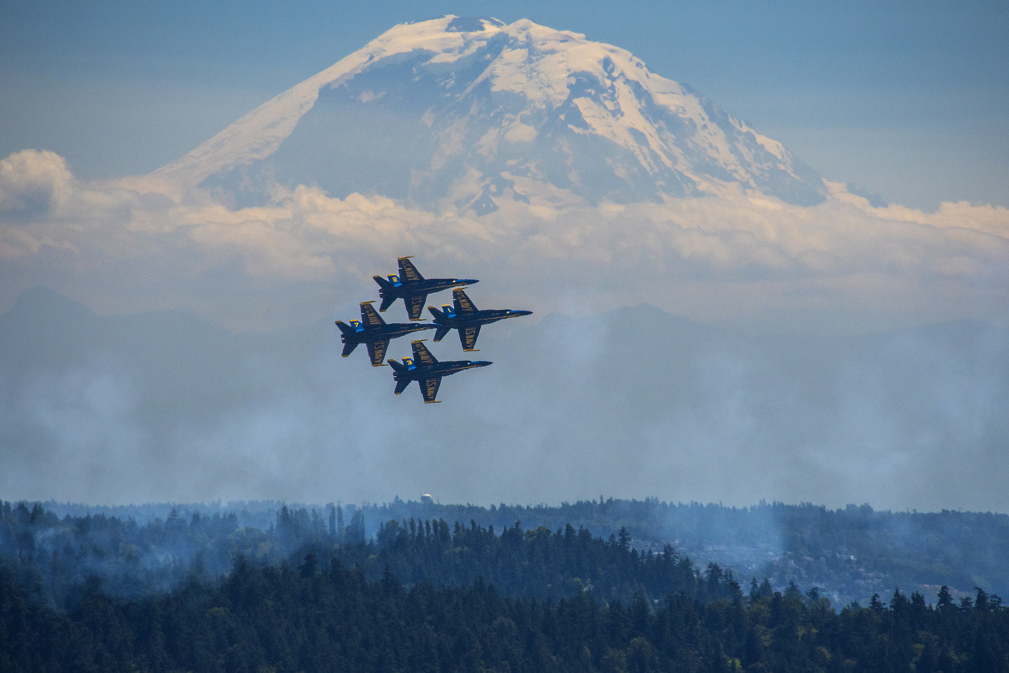 Nikon D500 sample photo. Blue angels fly by mount rainier photography
