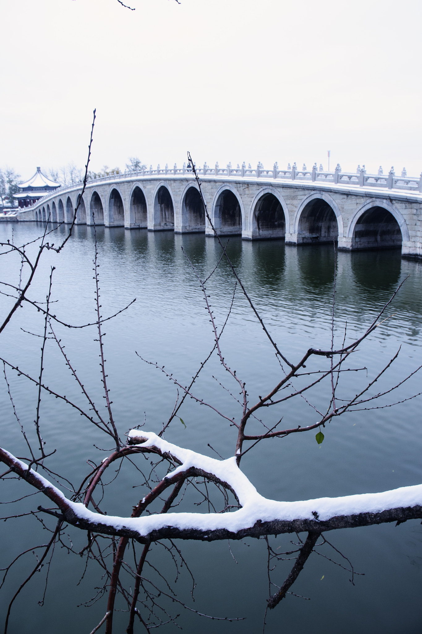 Nikon D750 + Nikon AF-S DX Nikkor 18-70mm F3.5-4.5G ED-IF sample photo. The 17-arch bridge in snowy photography