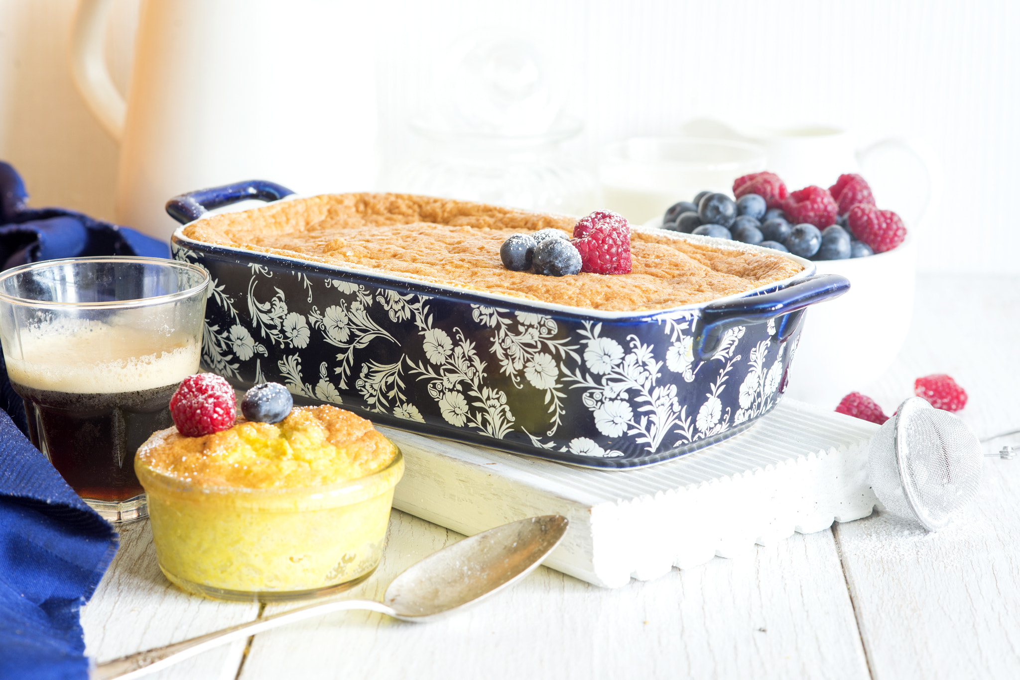 Baked rice pudding with berries