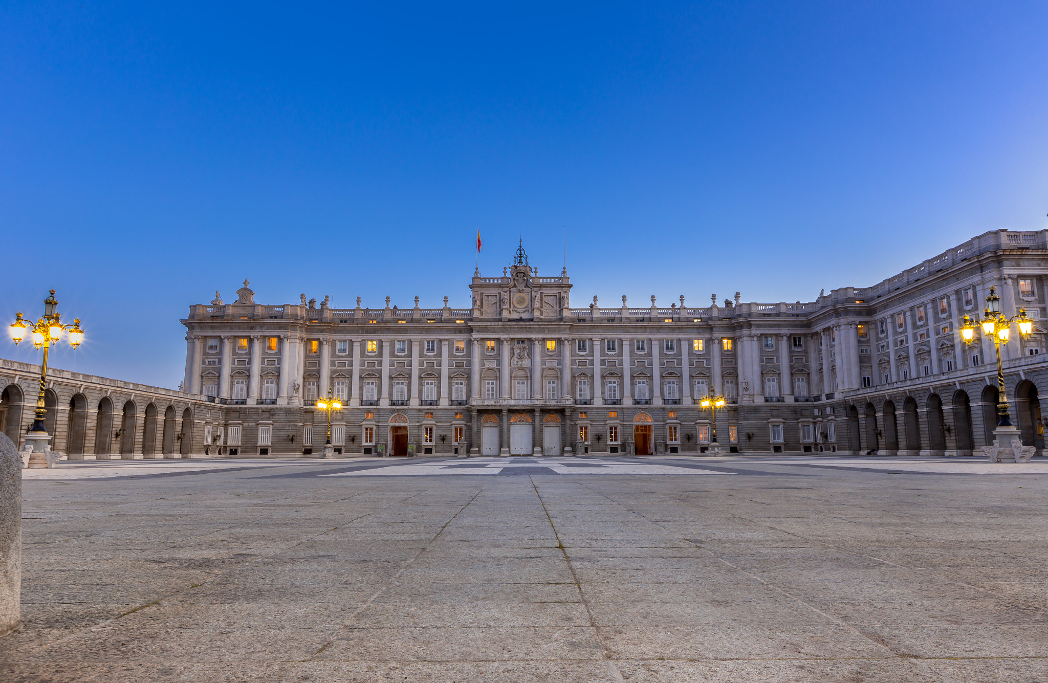 Royal Palace of Madrid at sunrisedusk,Spain
