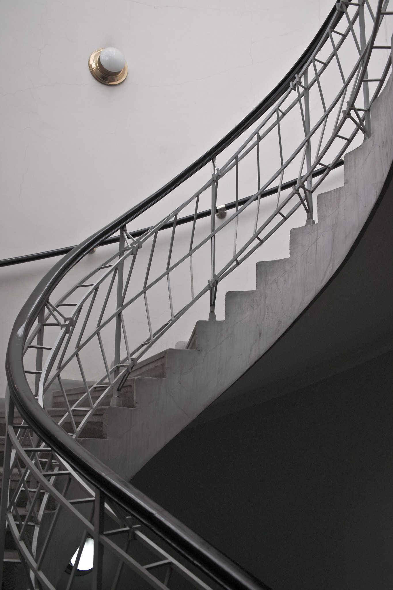 Sigma DP2s sample photo. Czech cubism in architectural context, spiral staircase railing detail photography