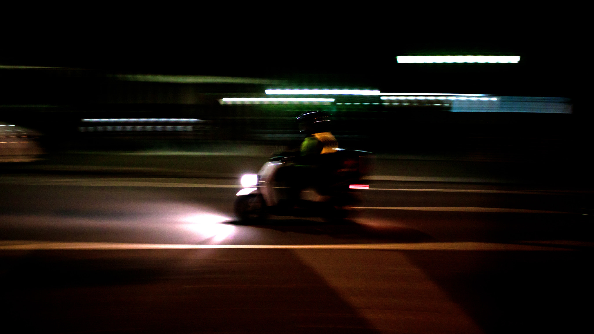 Canon EF-S 24mm F2.8 STM sample photo. Motorcycle night ride photography