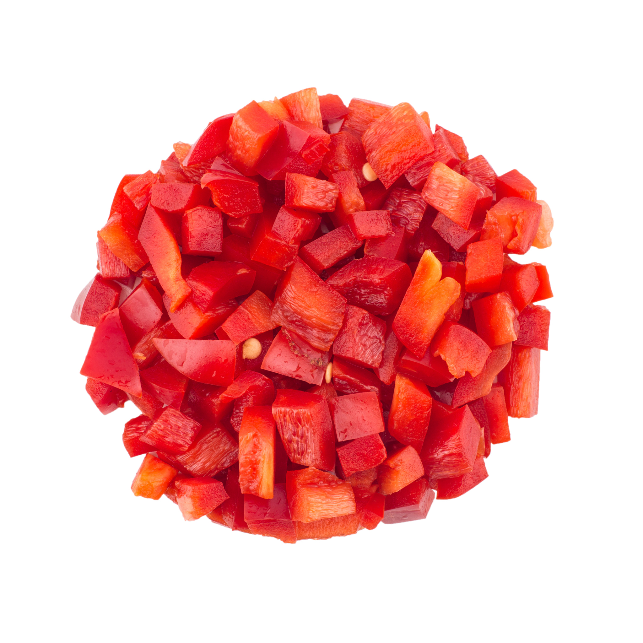 Sony a99 II + Minolta AF 50mm F1.7 sample photo. Chopped red peppers isolated on white. photography