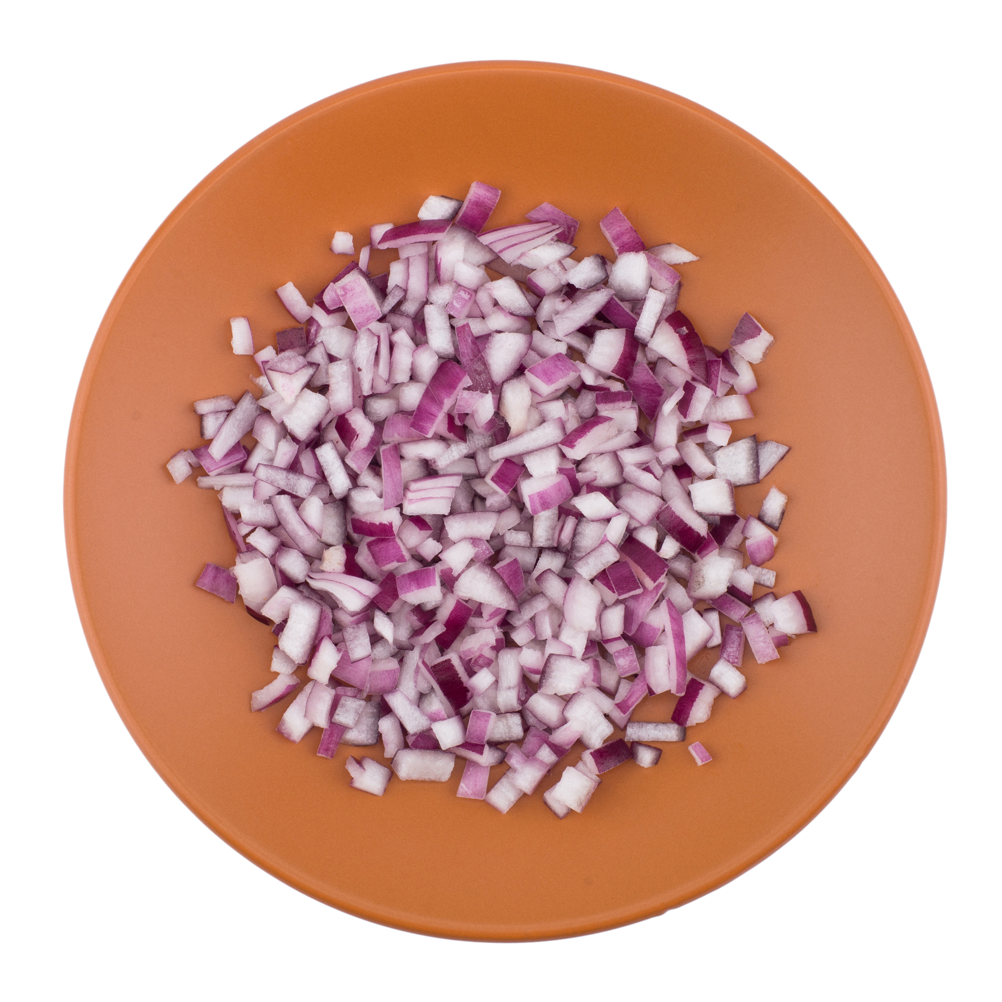 Sony SLT-A99V + Minolta AF 50mm F1.7 sample photo. Plate of chopped red onion on white background. photography