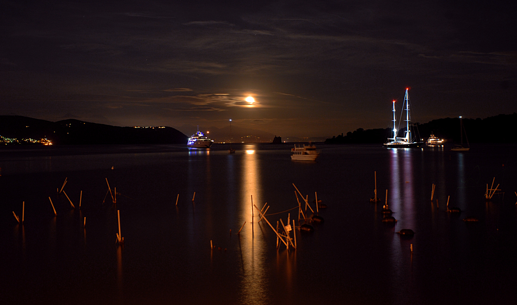 Nikon D200 + Manual Lens No CPU sample photo. Moonlight on the sea photography