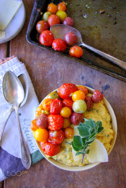 Samsung GX-10 sample photo. Polenta with heirloom tomatoes photography