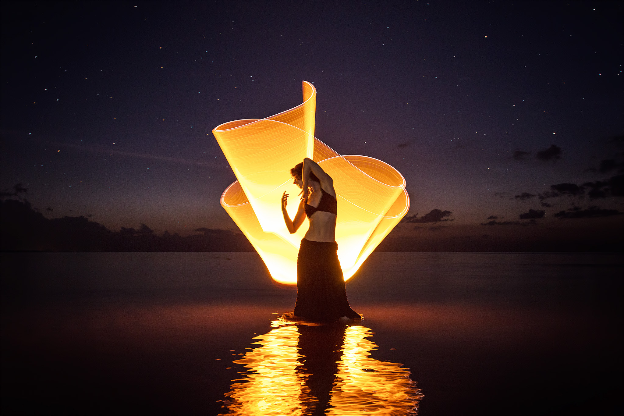 Canon EF 35mm F1.4L II USM sample photo. Light-painting at lovina beach photography