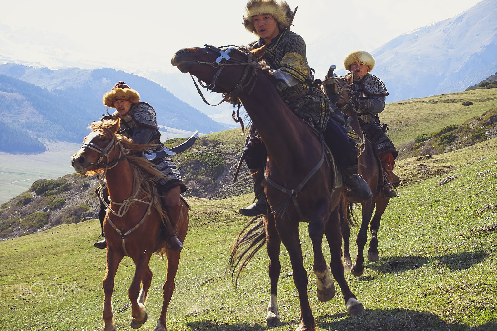 Sony a7R + Sony E PZ 18-200mm F3.5-6.3 OSS sample photo. Warriors of central asia photography