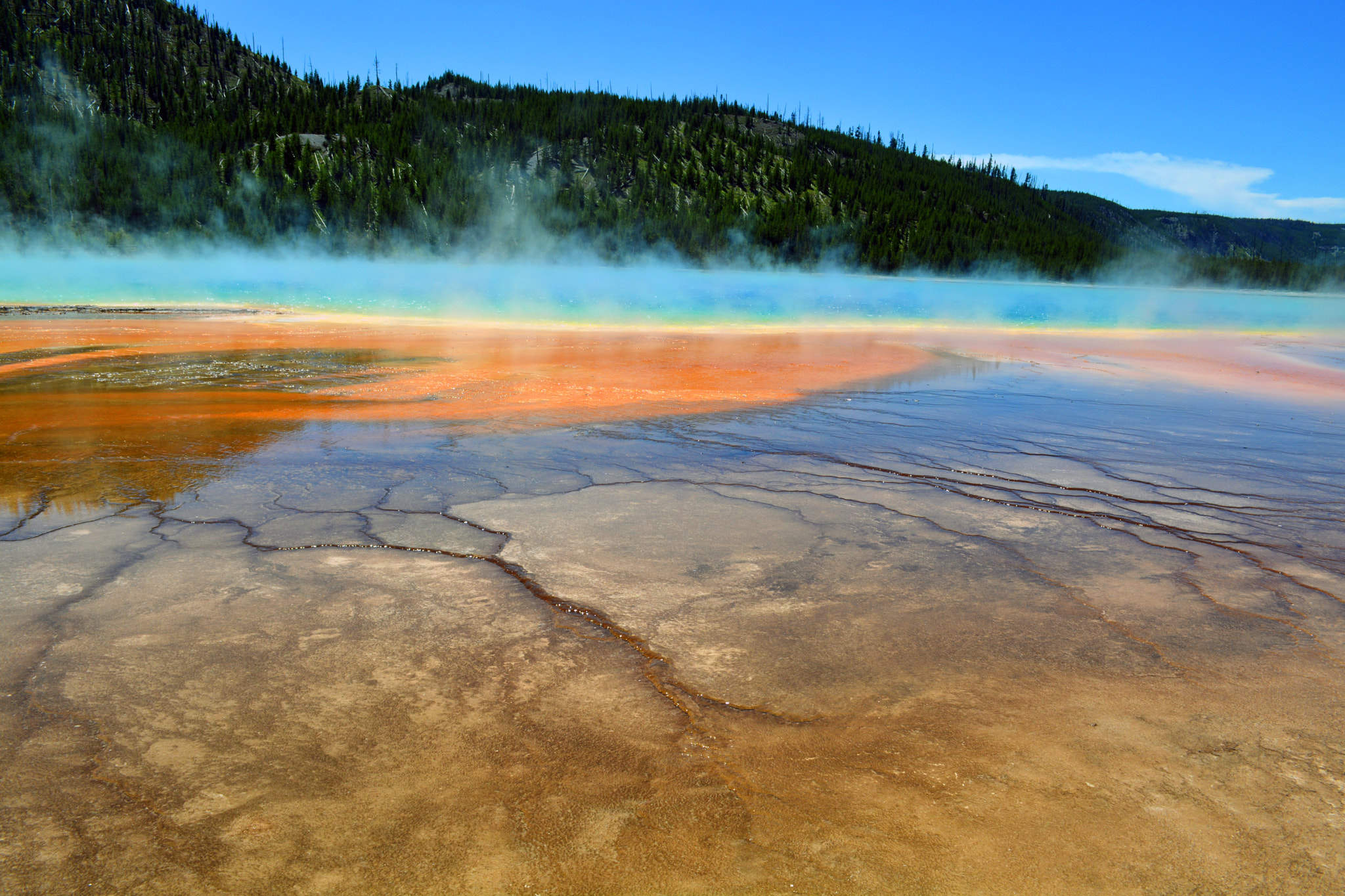 Nikon D5200 + Nikon AF-S Nikkor 400mm F2.8D ED-IF II sample photo. Grand prismatic spring photography